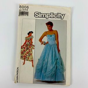 Simplicity 8006 Misses’ Lined Dress In Two Lengths Size 6-8